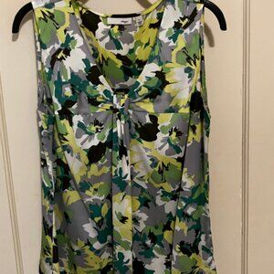 SILK HALOGEN FLORAL PRINT SHELL BLOUSE